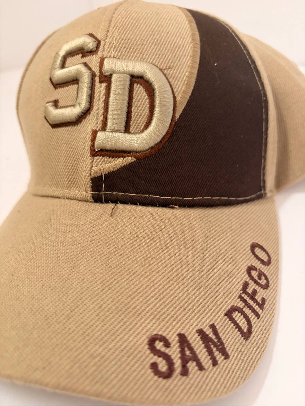 San Diego Embroidered Khaki & Brown Baseball Cap